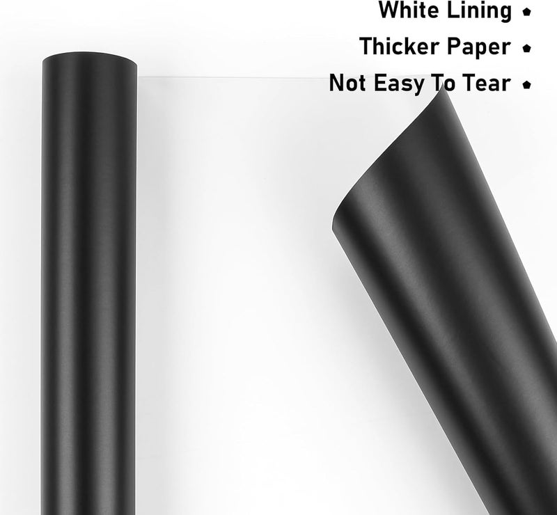 NESCCI Matte Metal Black Wrapping Paper, Solid Color Paper,Gift Wrapping Paper,Perfect for Wedding,Valentine's Day,Birthday, Christmas,Baby Shower,DIY Bouquet (17 Inches X 32.8 Feet) - Image 3